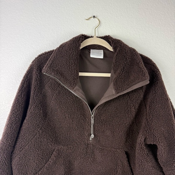 Lululemon teddy half zip Cozy Brown Sherpa Pullover size M/L - Picture 2 of 9